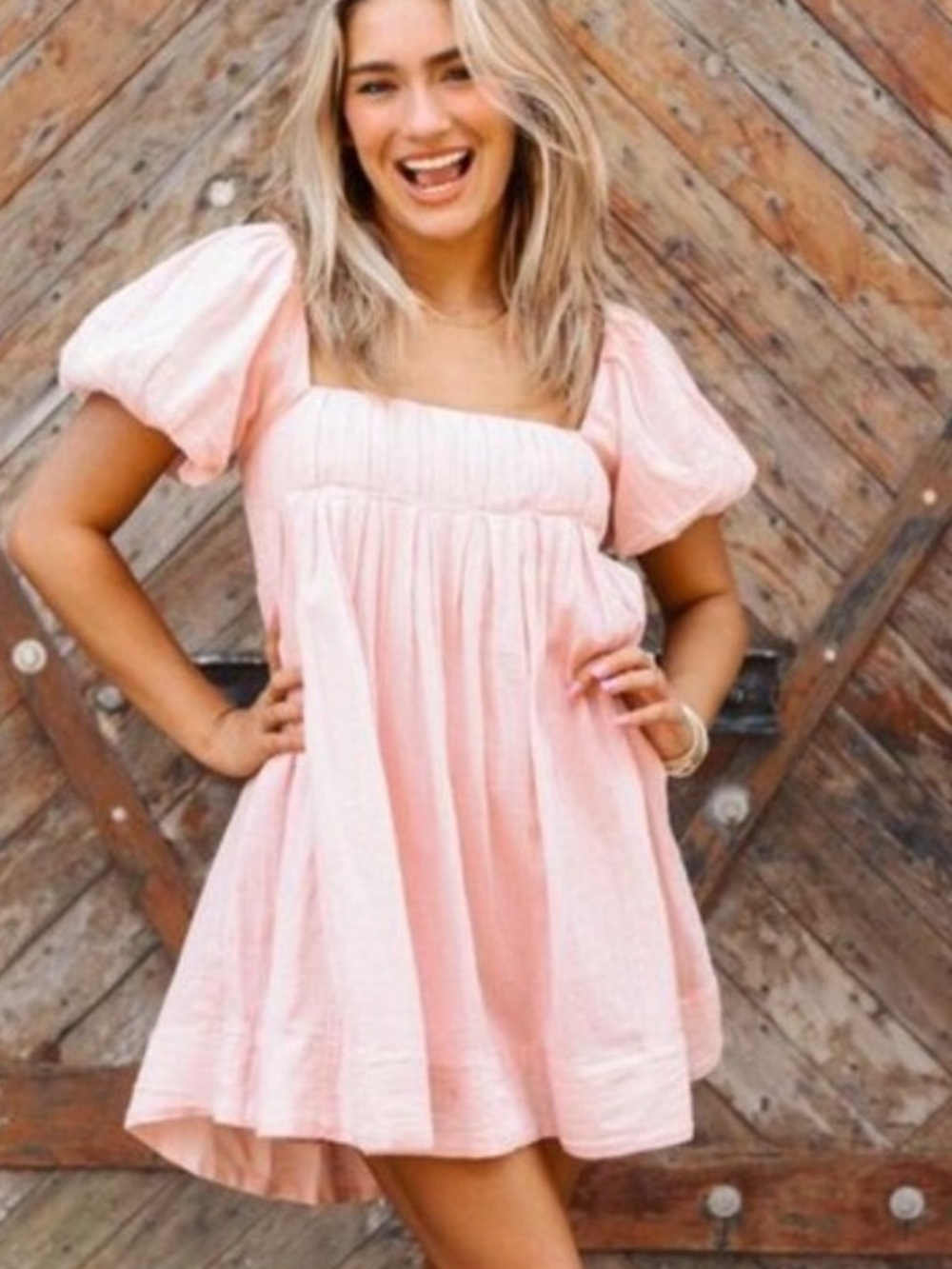 Free People Marina Mini Dress in Blush Pink Sz L